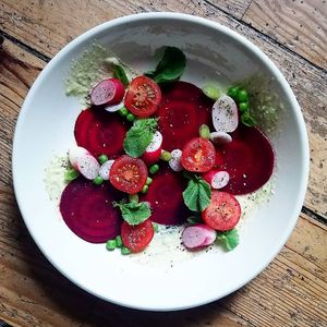 Beetroot carpaccio at La Sauvagière in Hautefage-la-tour