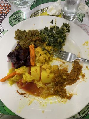 Half eaten veggie combo 😂😂😂  at Try Me Ethiopian Cuisine in Gresham