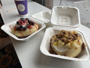 Caramel apple pie and very berry cinnamon rolls  at Cinnaholic in London