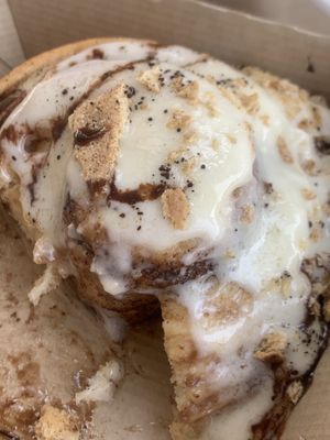 tiramisu cinnamon roll (half eaten)   at Cinnaholic in Wilmington