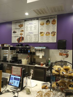 Menu (other options available in the display shelf) at Cinnaholic in Wilmington
