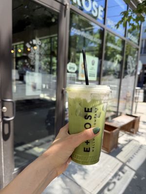 Matcha latte with cold foam  at E+Rose Wellness Cafe - Wedgewood in Nashville