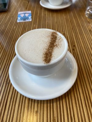 Chai latte with oatmilk: tasty, but smaller portion than I’m used to.  at Dagger Coffee in Utrecht