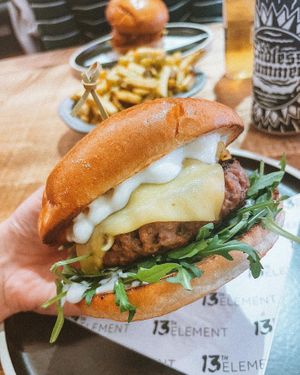 Truffle burger (my fave)  at 13th Element in Nottingham