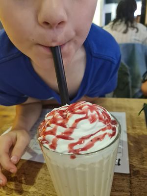 Strawberry milkshake at 13th Element in Nottingham