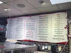 Menu - with vegan items labelled at Bombay Sweet Centre in Nottingham