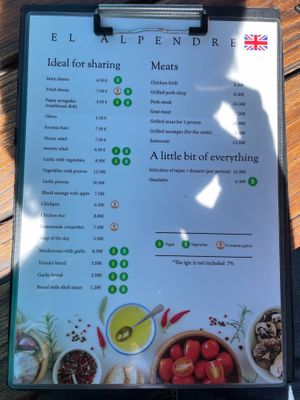 Menu with clearly defined vegan options  at Viejo Rincón El Alpendre de Félix in Gran Canaria