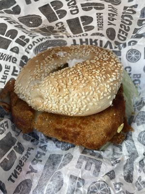 Vegan schnitzel bagel #Veganuary at B Bagel in London