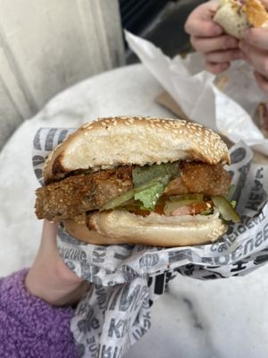 Vegan schnitzel   at B Bagel in London