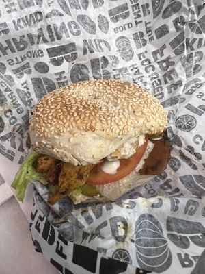 Vegan shawarma bagel  at B Bagel in London
