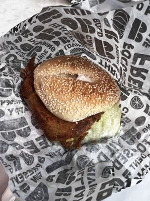 Vegan schnitzel bagel  at B Bagel in London