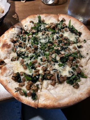 Delicious vegan sausage pie  at Bramalo Pizzeria & Restaurant in Bellmore