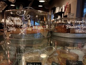 Vegan confetti cakes and blueberry muffins at The Coffee Factory in Muskegon