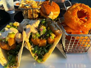 Vegan fish tacos, onion rings at Craft 850 in Panama City Beach