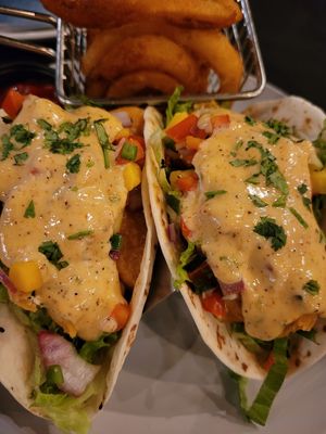 Fish tacos. The sauce was bomb. at Craft 850 in Panama City Beach