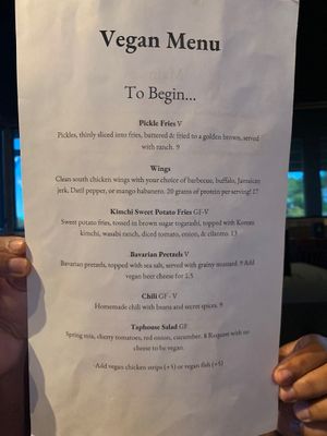 Vegan menu!  at Craft 850 in Panama City Beach