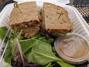 Chickpea Smash sandwich at Cafe Metropole in Santa Catalina Island