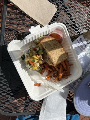 Stuffed avocado & chickpea sandwich     at Cafe Metropole in Santa Catalina Island