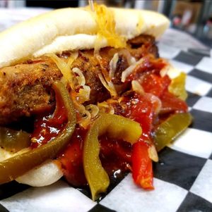 Vegan italian sausage at Hoagies and Hops in Indianapolis