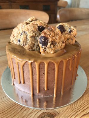 Chocolate iced mini cake with our own mini chocolate chip cookies at Lolu Bakes in Wexford