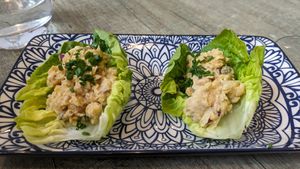 Chickpea tuna cups at Holy Cannoli in Blackburn