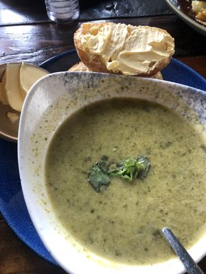 Soup and vegan spread  at Castaways Tea Shop in Seaton Sluice