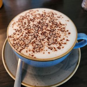 Oat cappuccino at Castaways Tea Shop in Seaton Sluice