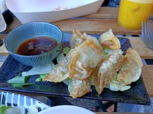 Fried Vegan Dumplings at The Fat Carrot in West End