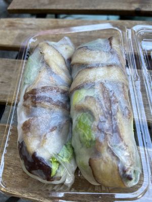 Pork rice paper rolls  at The Fat Carrot in West End