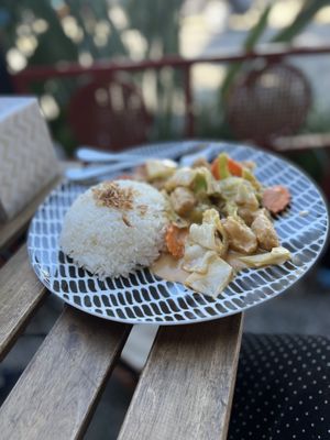 Satay chicken and rice  at The Fat Carrot in West End