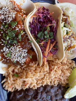 Kimchi, firecracker and avocado tacos   at Taco Boy in Folly Beach