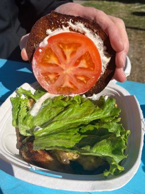 Inside veggie sandwich  at RND Coffee Lounge in Roanoke