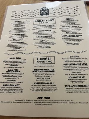 Menu  at Buena Onda Cafe in St Augustine