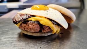 Bacon, Egg, and Cheeseburger at The Joint Vegan Street Food in Colorado Springs