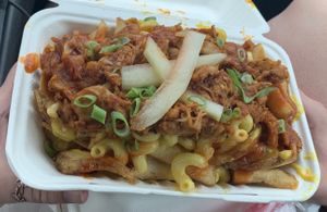 Loaded fries with pulled vegan pork at The Joint Vegan Street Food in Colorado Springs