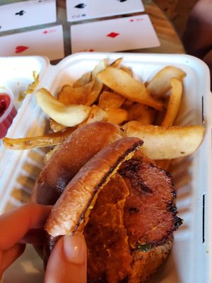 Kids burger and fries at The Joint Vegan Street Food in Colorado Springs