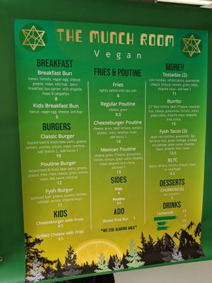 Menu (March 2021) at The Munch Room in Courtenay