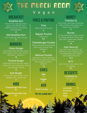 Menu at The Munch Room in Courtenay