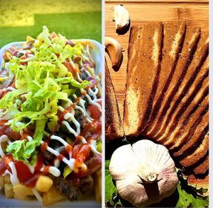 Cheezeburger Poutine & Truck made bacun at The Munch Room in Courtenay