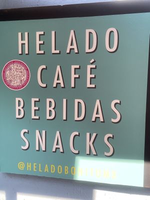 Signage at Helado Bonito in Mexico City