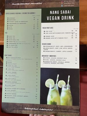 Menu at Nang Sabai Cafe Artisan Bakery in Koh Samui