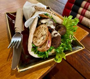 Falafel pita sandwich. at Nang Sabai Cafe Artisan Bakery in Koh Samui