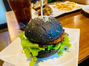 Vegan burger at Nang Sabai Cafe Artisan Bakery in Koh Samui