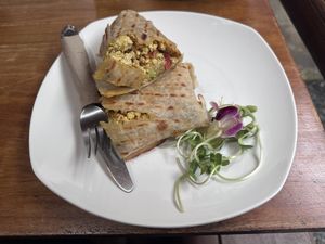 Scrambled tofu wrap  at Nang Sabai Cafe Artisan Bakery in Koh Samui