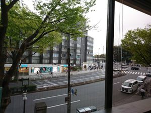 The view to the outside is also great at Vegan Bistro Jangara in Tokyo