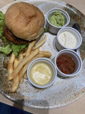 Very small hamburger 🍔  at Vegan Bistro Jangara in Tokyo