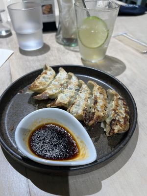 veggie gyozas > we ate these so quickly they were that good !!!   at Vegan Bistro Jangara in Tokyo