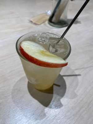 Apple Drink that tasted like combucha at Vegan Bistro Jangara in Tokyo