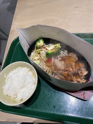 soymeat with veggies (and extra portion rice)  at Vegan Bistro Jangara in Tokyo
