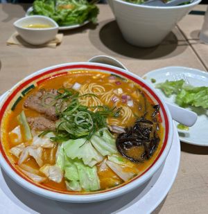 Vegan Karabon Ramen (soy meat in there) - this dish is spicy!  at Vegan Bistro Jangara in Tokyo